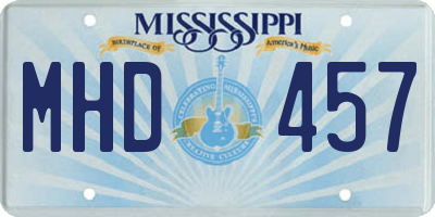 MS license plate MHD457