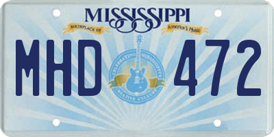 MS license plate MHD472