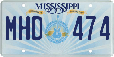MS license plate MHD474
