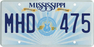MS license plate MHD475