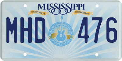 MS license plate MHD476