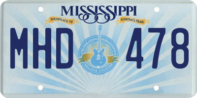 MS license plate MHD478