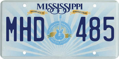 MS license plate MHD485