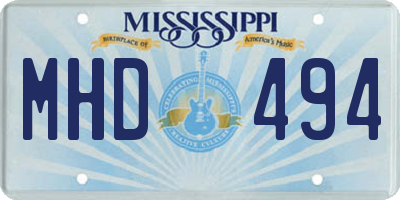 MS license plate MHD494