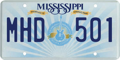 MS license plate MHD501