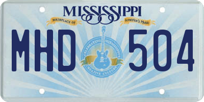 MS license plate MHD504