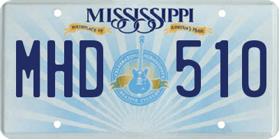 MS license plate MHD510