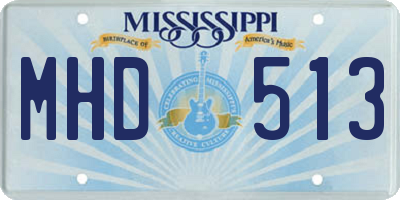 MS license plate MHD513