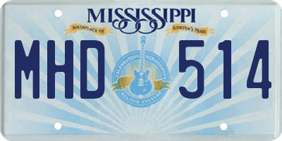 MS license plate MHD514