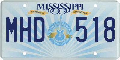 MS license plate MHD518