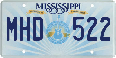 MS license plate MHD522