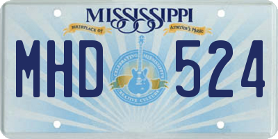 MS license plate MHD524