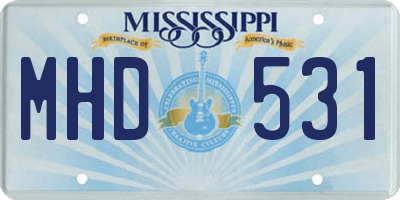 MS license plate MHD531