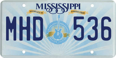 MS license plate MHD536