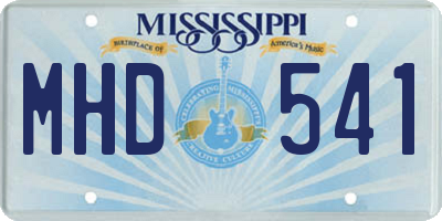 MS license plate MHD541