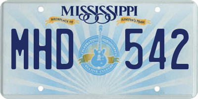 MS license plate MHD542