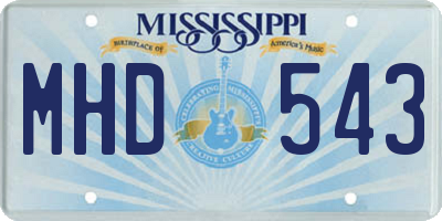 MS license plate MHD543