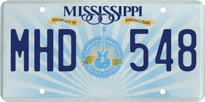 MS license plate MHD548