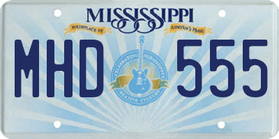 MS license plate MHD555