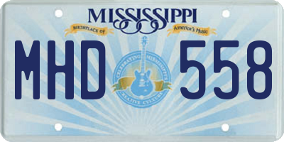 MS license plate MHD558