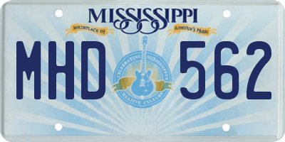 MS license plate MHD562