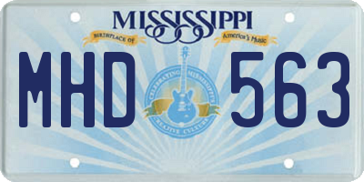 MS license plate MHD563