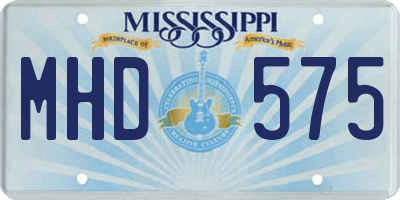 MS license plate MHD575