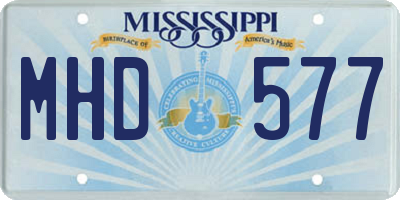 MS license plate MHD577