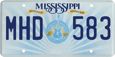 MS license plate MHD583
