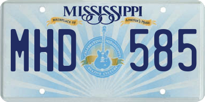 MS license plate MHD585