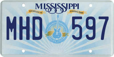 MS license plate MHD597