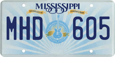 MS license plate MHD605