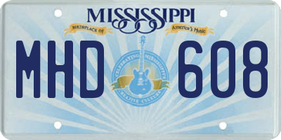 MS license plate MHD608