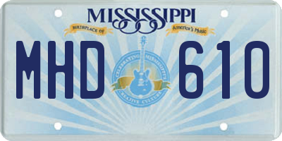 MS license plate MHD610