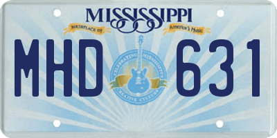 MS license plate MHD631