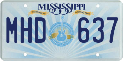 MS license plate MHD637
