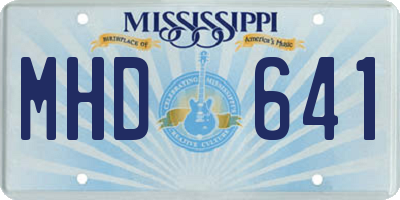 MS license plate MHD641