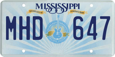MS license plate MHD647