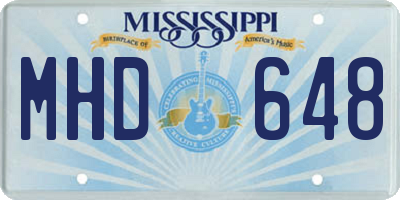 MS license plate MHD648