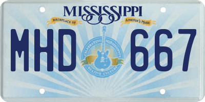 MS license plate MHD667
