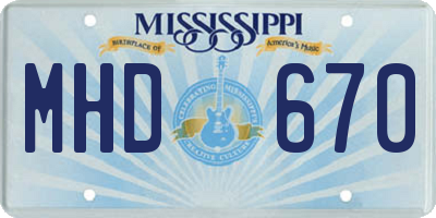 MS license plate MHD670
