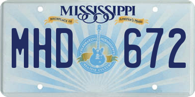 MS license plate MHD672
