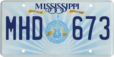 MS license plate MHD673