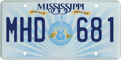 MS license plate MHD681