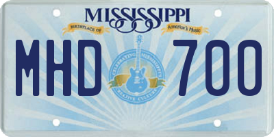MS license plate MHD700