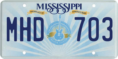 MS license plate MHD703