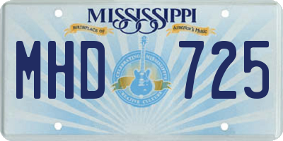 MS license plate MHD725