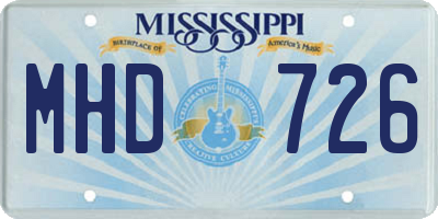 MS license plate MHD726