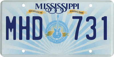 MS license plate MHD731
