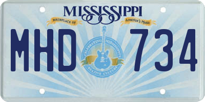 MS license plate MHD734
